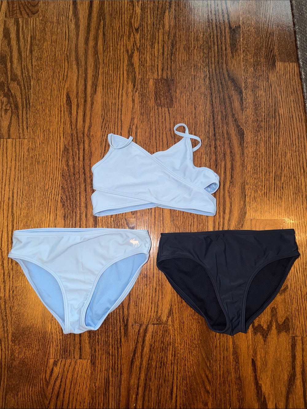 abercrombie kids Light Blue & Black Girls' Two-Piece Swim Set